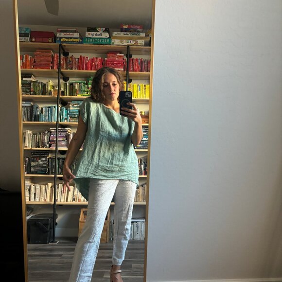 Terzo Millennio 100% Linen Top Italian Made Women's Large Button Back - Picture 5 of 8